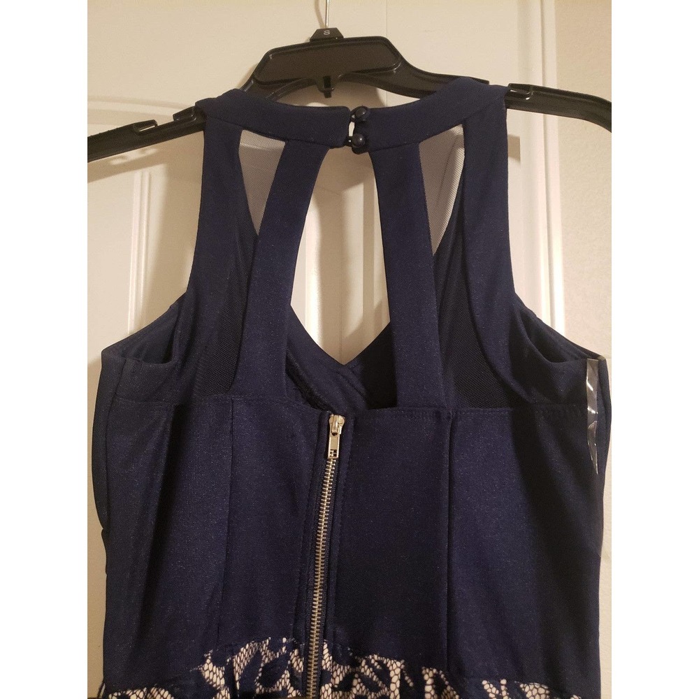 Like New Navy Blue above knee cocktail dress size 3 by Crystal Doll - Picture 5 of 6